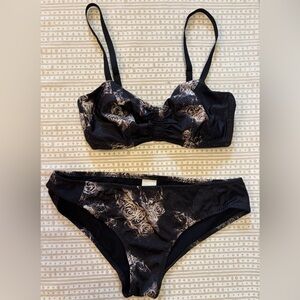 Malia Mills Black Floral Bikini, 32 Top 8 Bottom